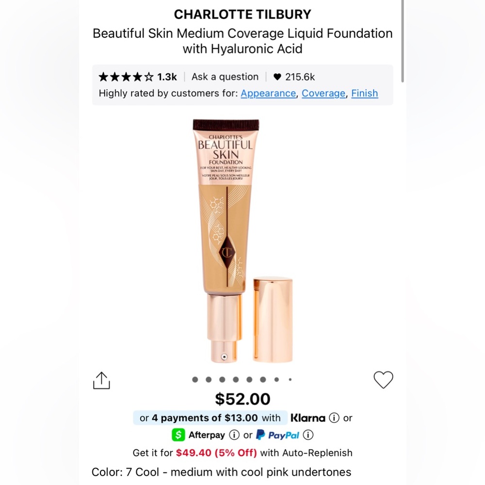 Beautiful Skin Medium Coverage Liquid Foundation with Hyaluronic Acid